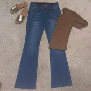 Indigo Poppy Boot Tummy Control Double Button Jean